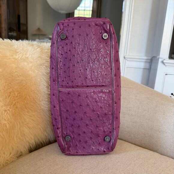 CELINE Michael Kors Boogie Bag Handbag Sd Gm 0097 Exotics Ostrich Purple Italy - Picture 7 of 16